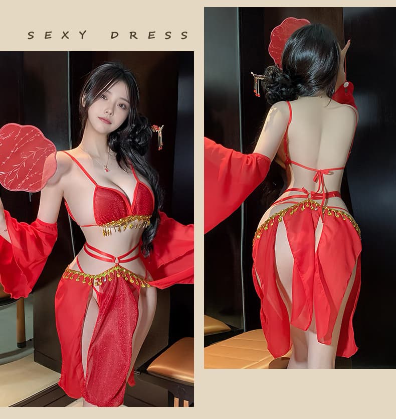 エロコスプレ 三色選べる踊り子風エロ下着セット
