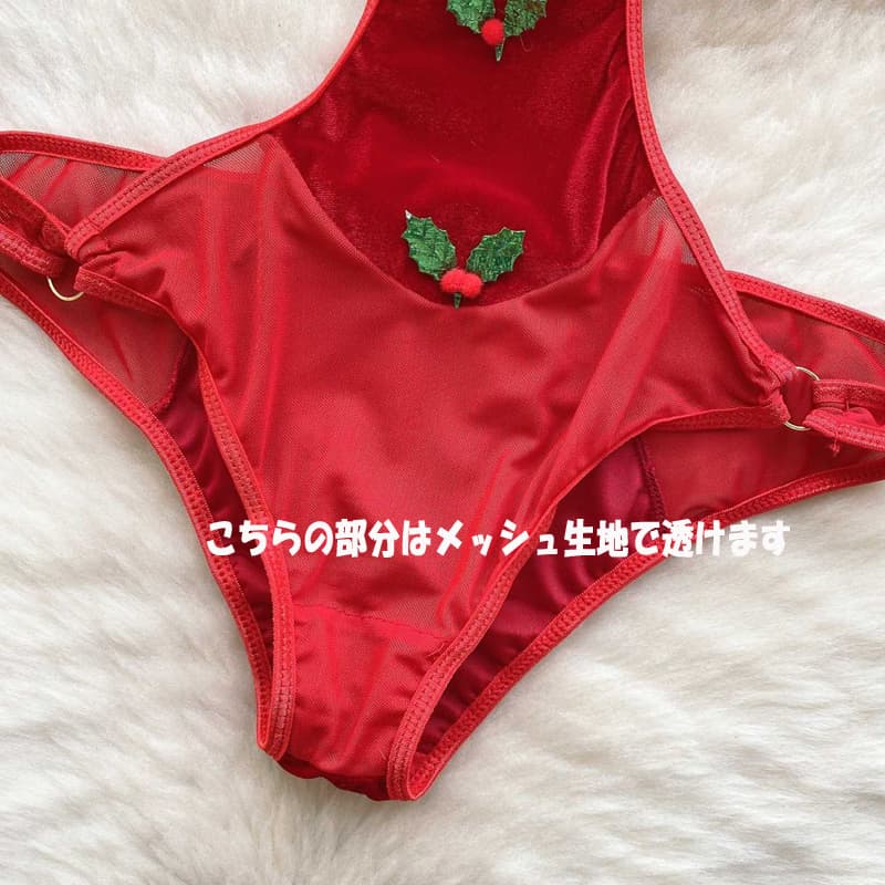エロコスプレ 赤いセクシーサンタコスプレランジェリーセット