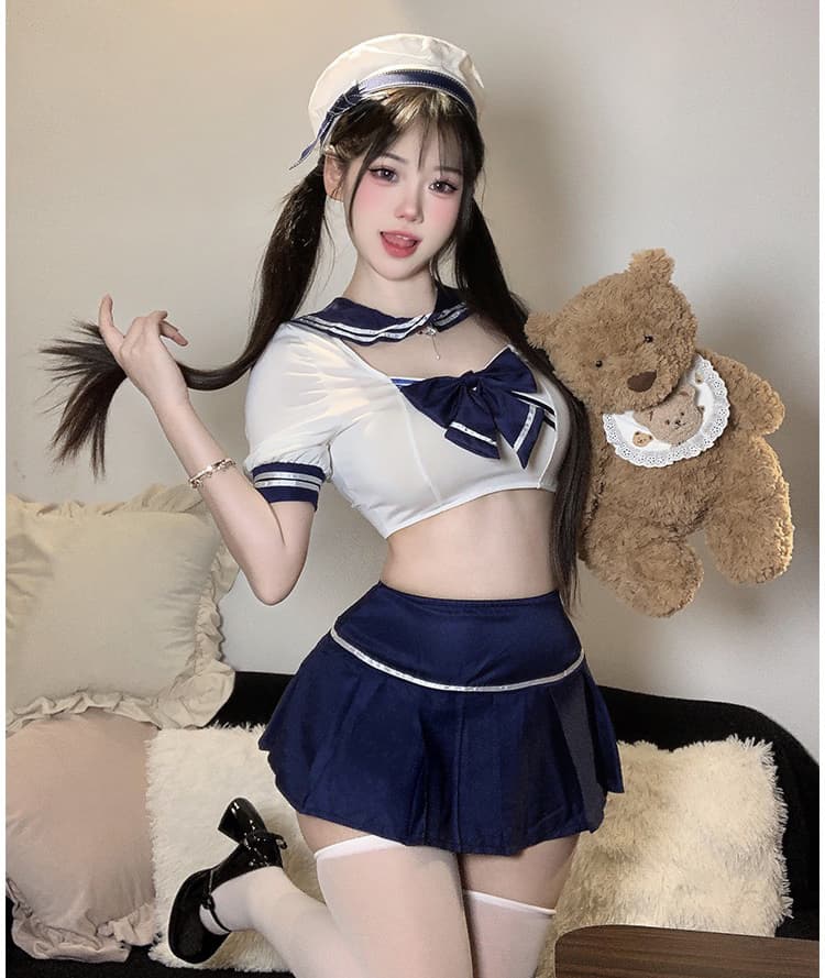 帽子付き水兵風セーラー服エロコスプレ衣装