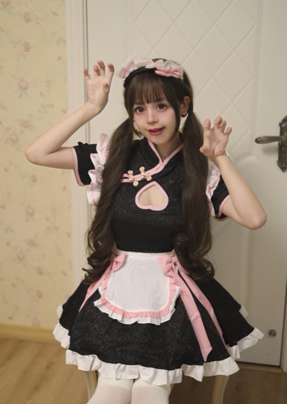 エロコスプレ セクシーメイド服 胸開きワンピース コスプレ衣装